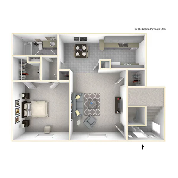 1 bedroom 1 bath 2-498 floor plan